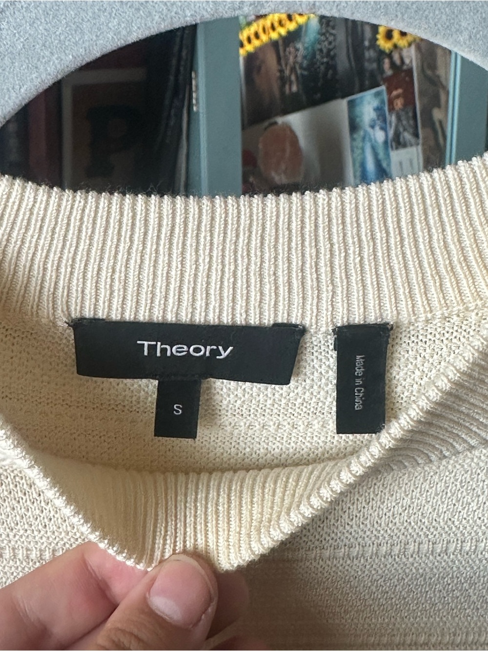 Theory Cream Textured Crewneck Sweater - Picture 3 of 3
